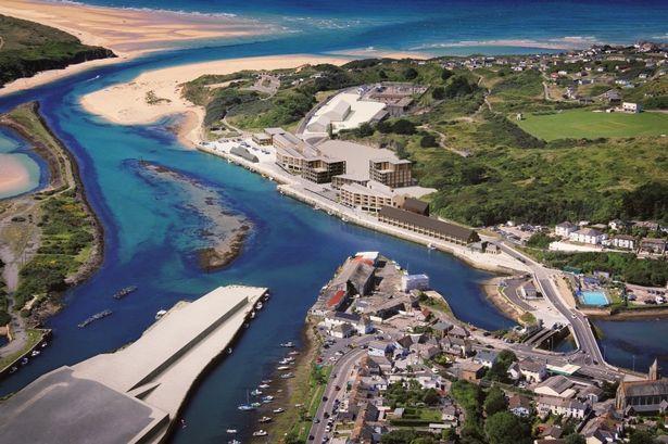 The development area at North Quay Hayle Harbour - the areas outlined in red are those which were withdrawn from the reserved matters application approved today